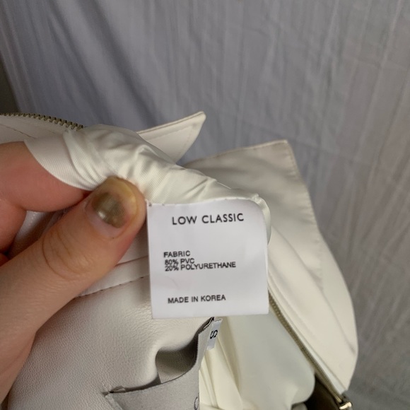 Low Classic Designer Korean Brand White Faux Leather Cargo Oversized Jacket - Picture 6 of 13